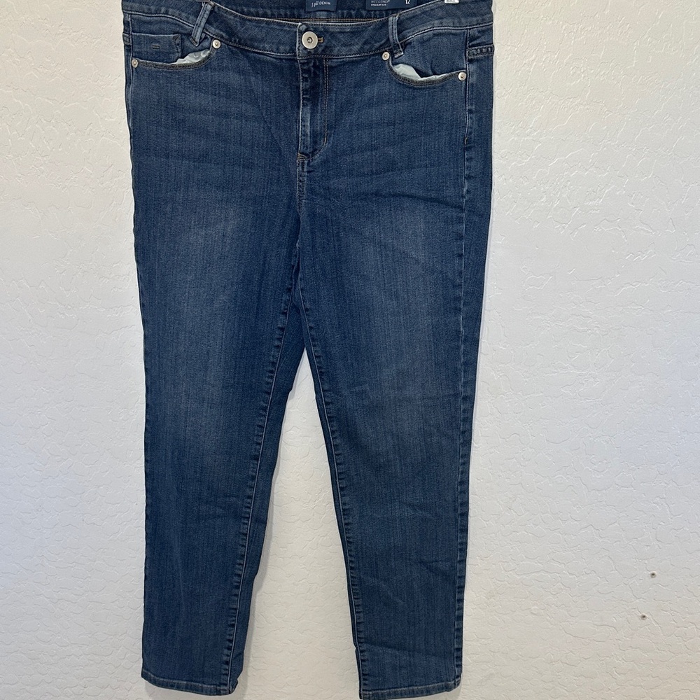 J. Jill Women’s size 12 straight leg Dark Blue Stretch Denim Jeans stretch